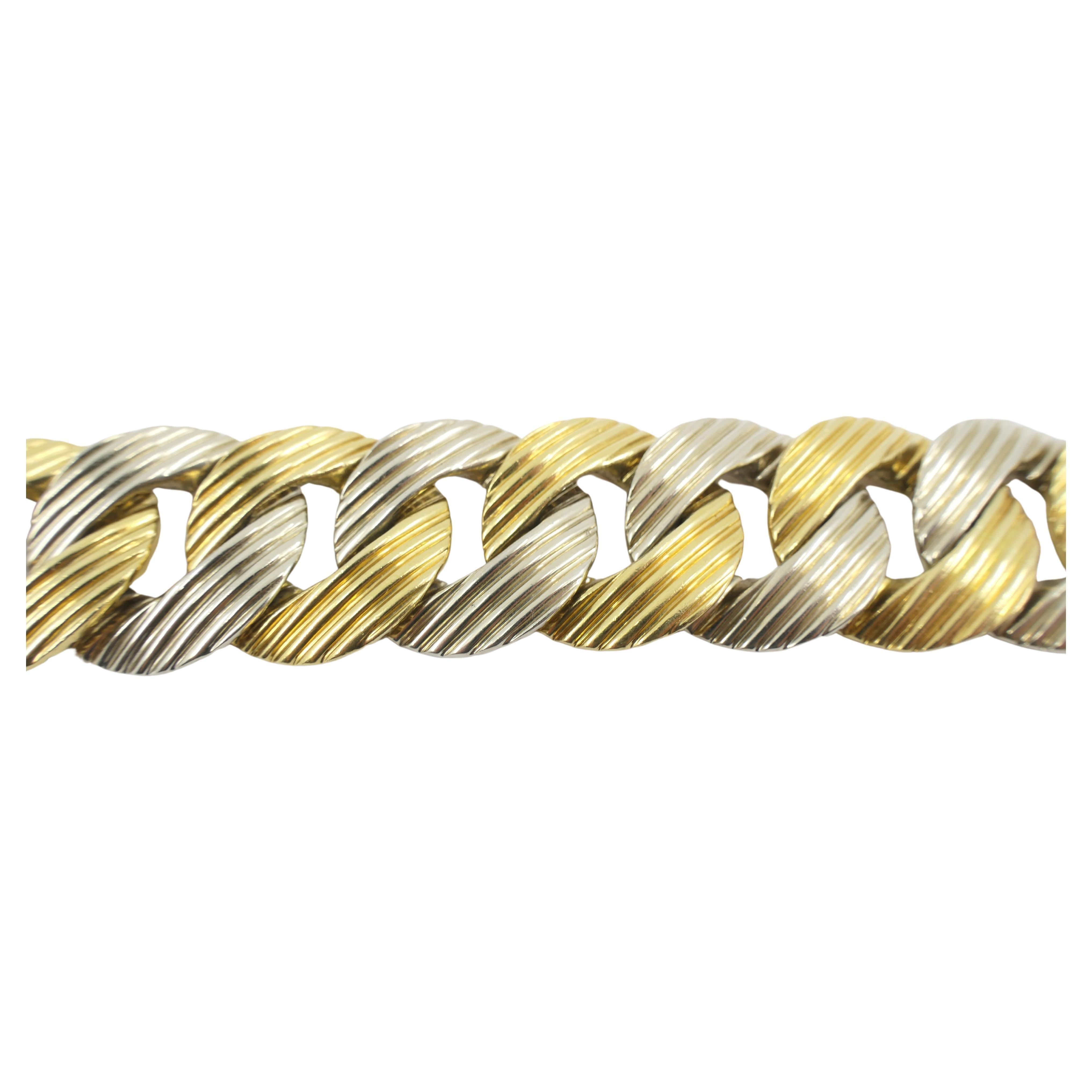 Women's or Men's Pomellato White and Yellow Gold Bracelet Curb Link For Sale