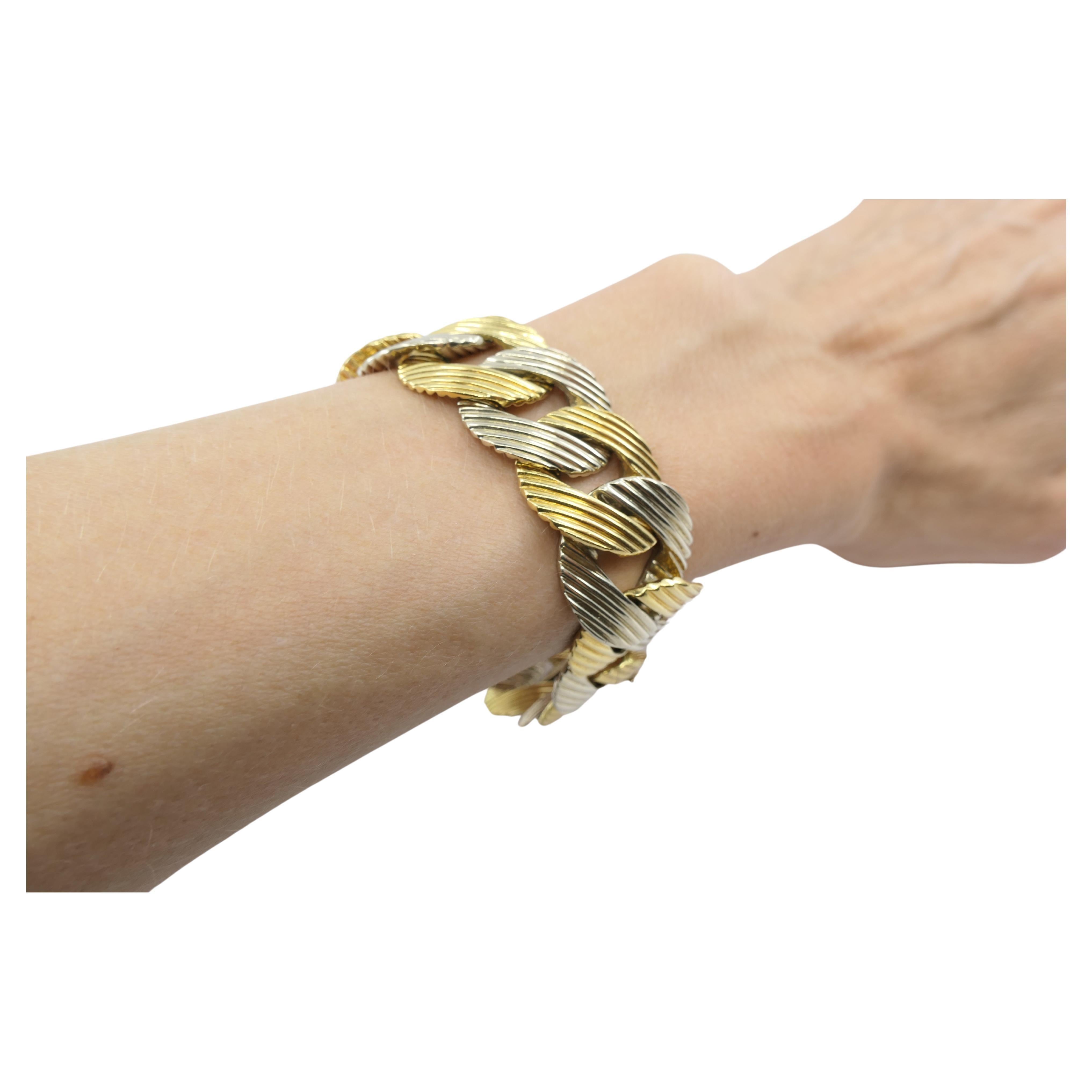 Pomellato White and Yellow Gold Bracelet Curb Link For Sale 1
