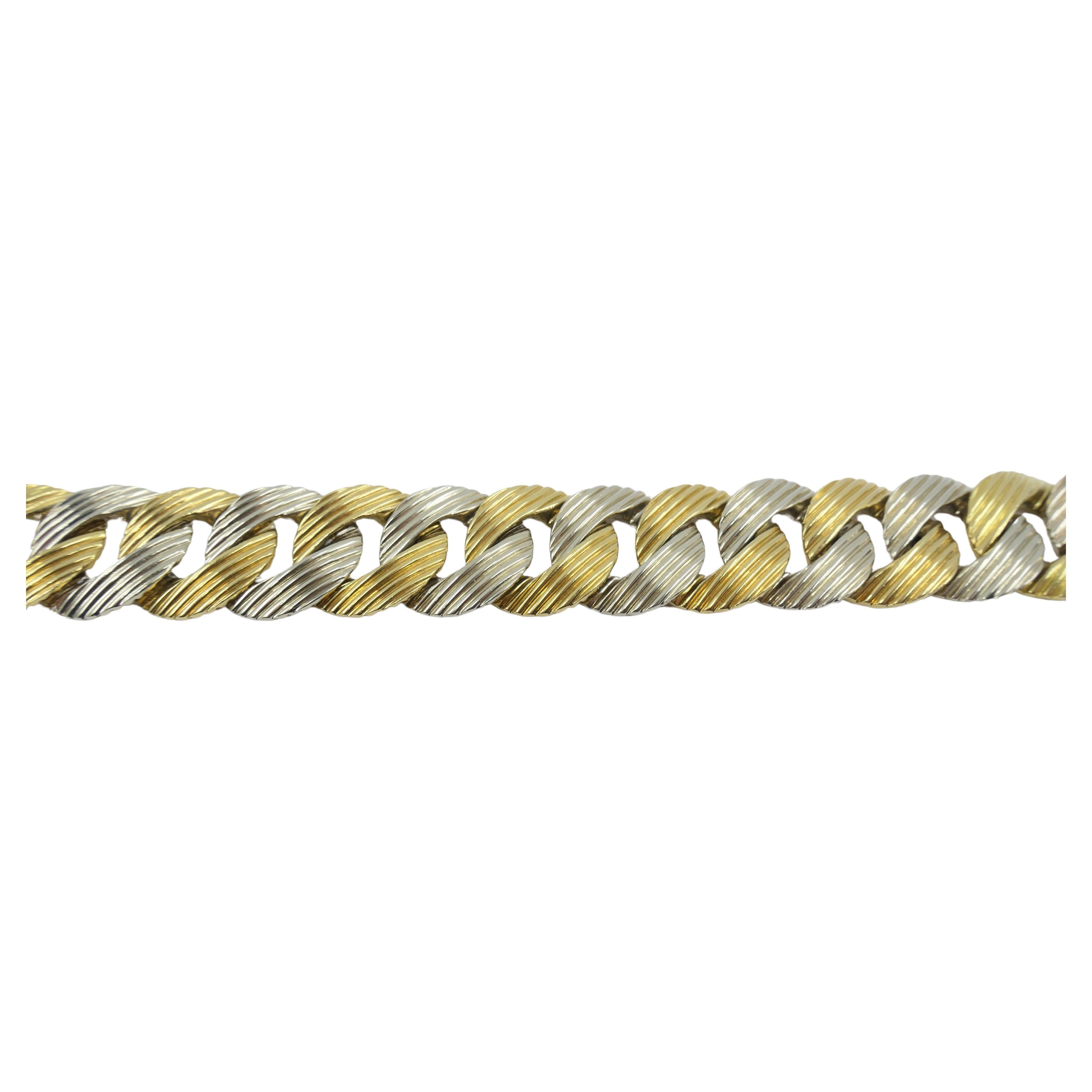 Pomellato White and Yellow Gold Bracelet Curb Link For Sale 4