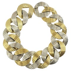Retro Pomellato White and Yellow Gold Bracelet Curb Link