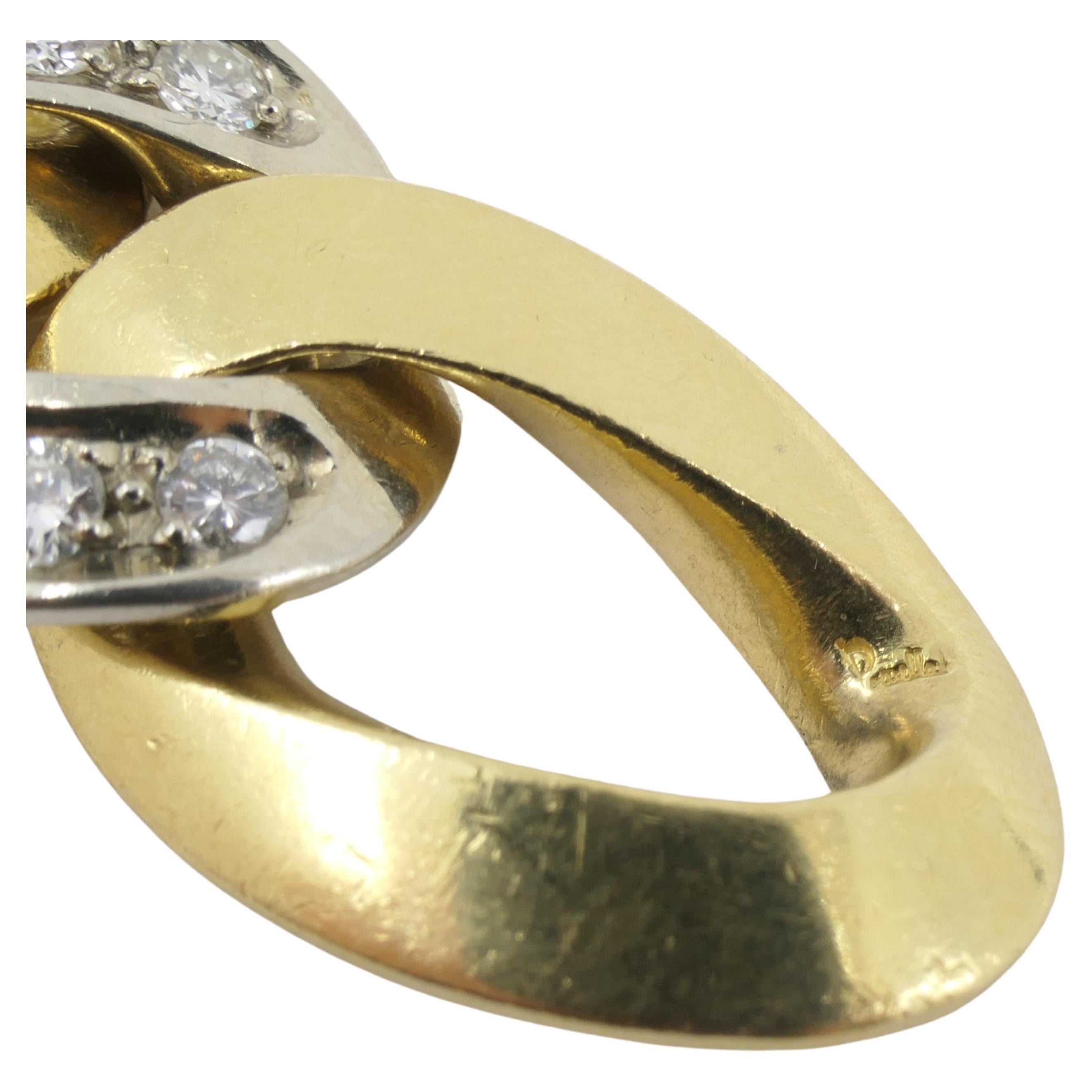 Women's Pomellato White and Yellow Gold Diamond Link Bracelet For Sale