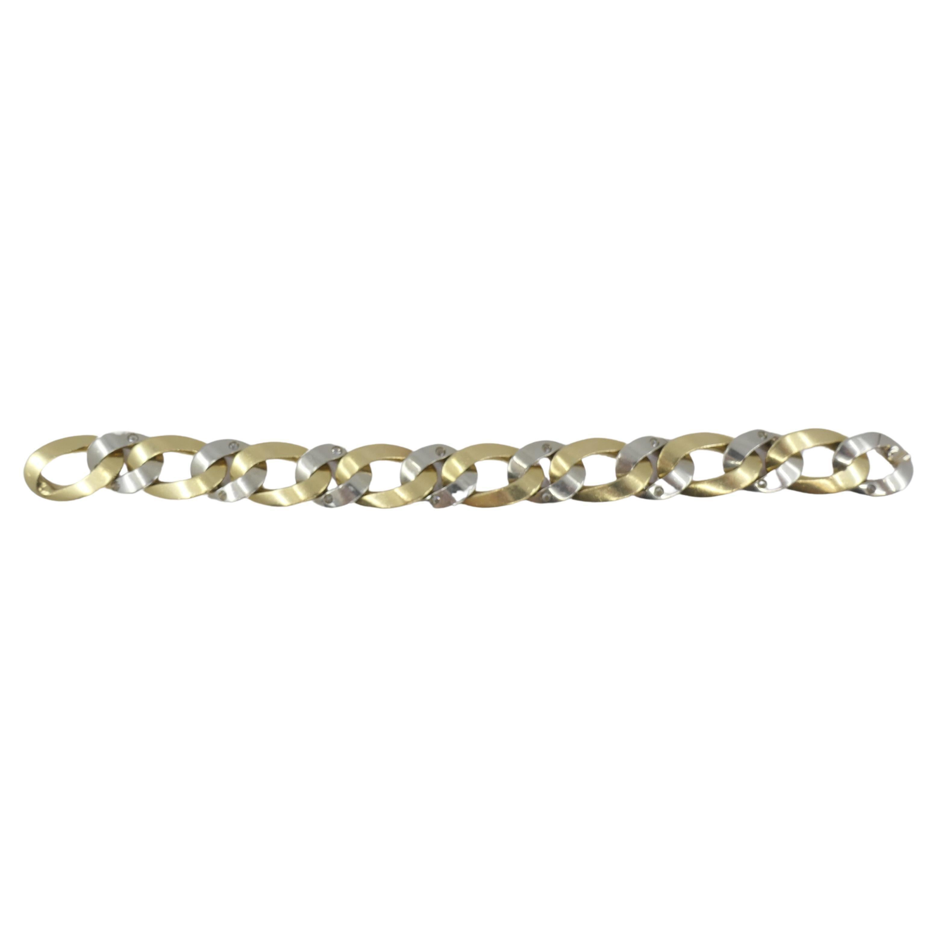 Pomellato White and Yellow Gold Diamond Link Bracelet For Sale 2