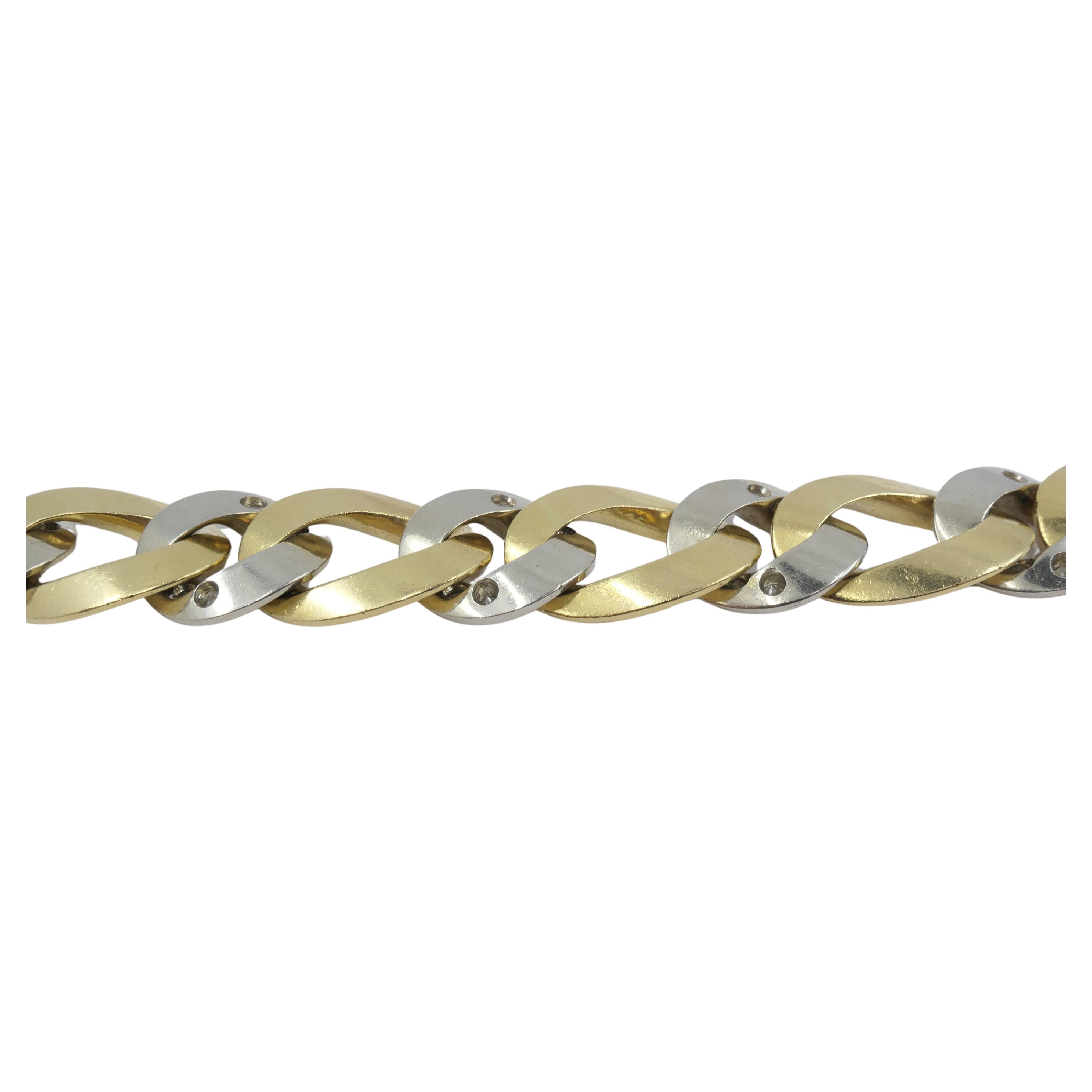 Pomellato White and Yellow Gold Diamond Link Bracelet For Sale 3