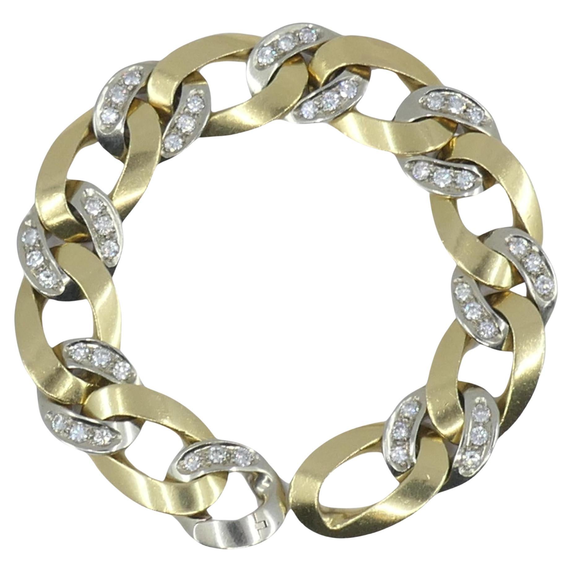 Pomellato White and Yellow Gold Diamond Link Bracelet For Sale
