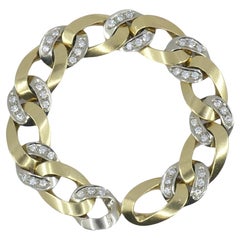 Vintage Pomellato White and Yellow Gold Diamond Link Bracelet