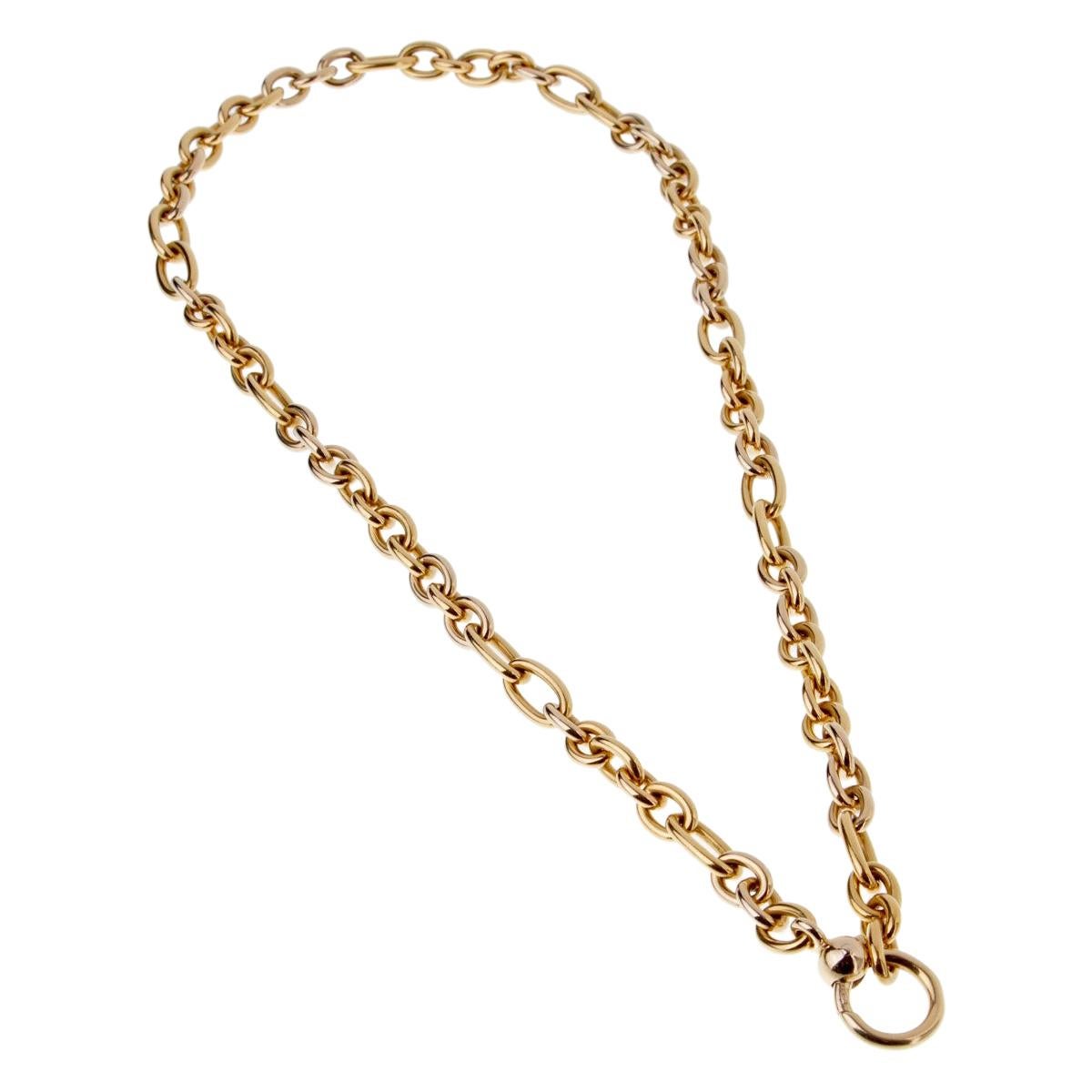 Pomellato White and Yellow Gold Heavy Chain Necklace at 1stDibs