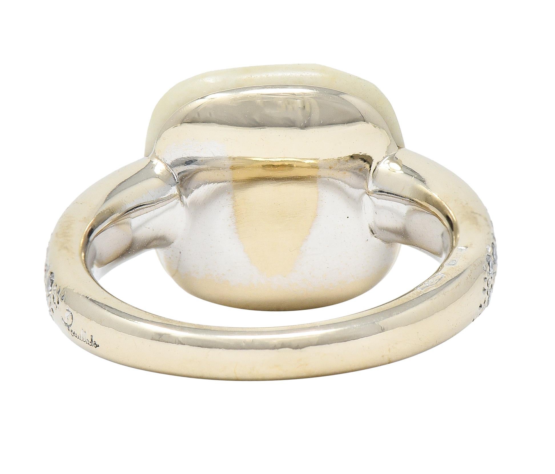 Pomellato Weißer Opal Pave Diamant 18 Karat Weißgold Capri Edelstein Ring im Zustand „Hervorragend“ im Angebot in Philadelphia, PA