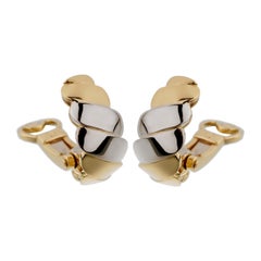 Pomellato White Yellow Wave Gold Clip On Earrings