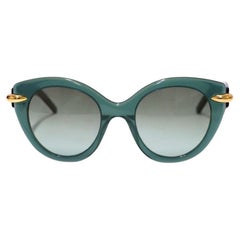 Pomellato Damen-Sonnenbrille aus grünem Katzenleder