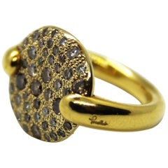 Pomellato Yellow 18 Karat Gold Cocktail Ring 0.70 Carat White and Brown Diamonds