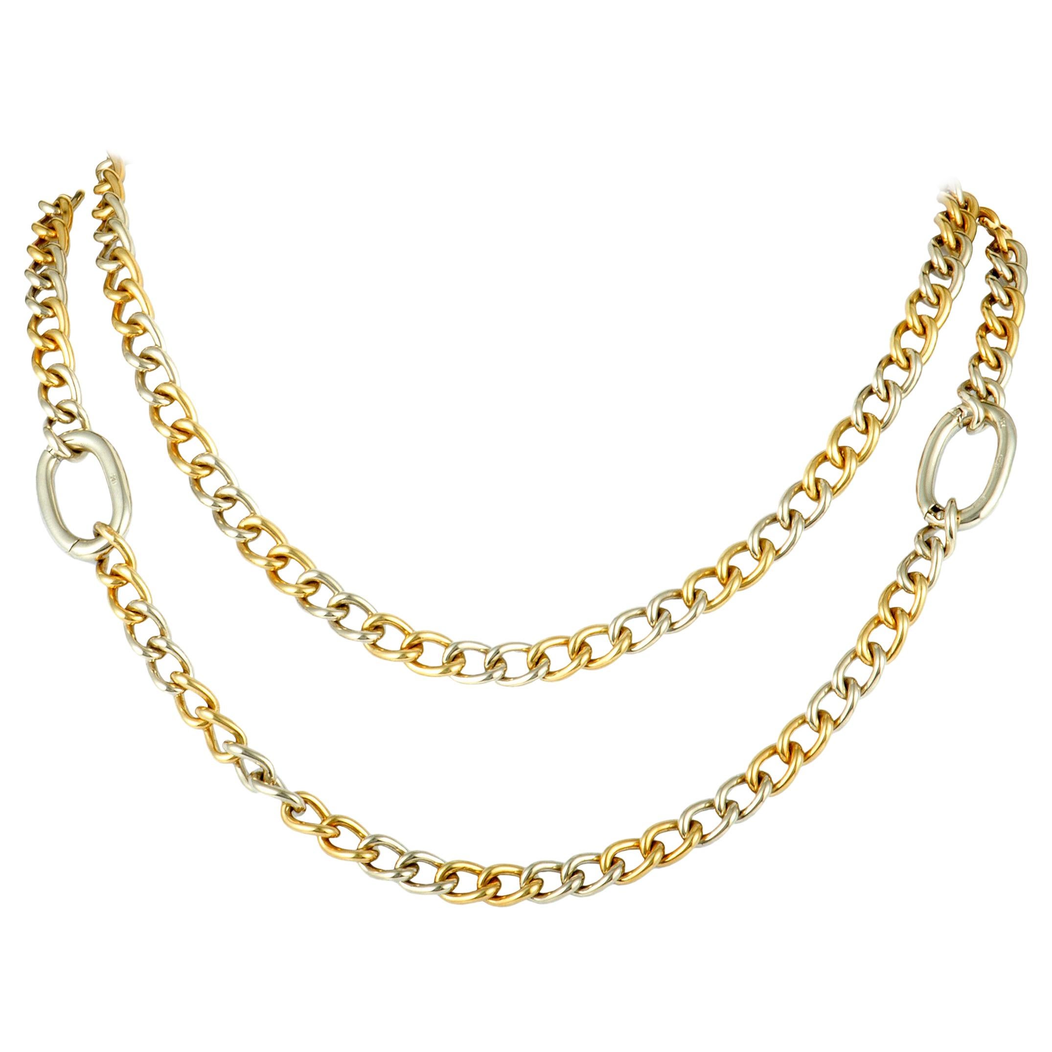 Pomellato 18K Yellow and 18K White Gold Long Chain Necklace