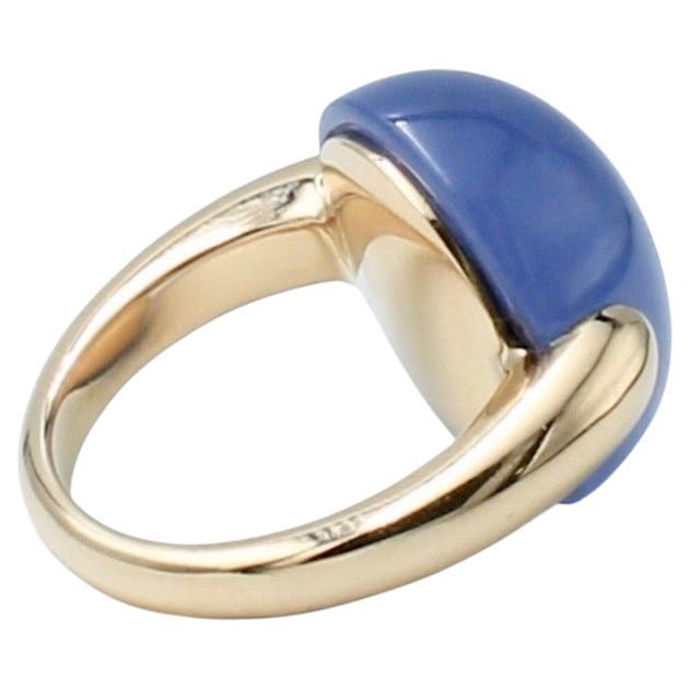 Pomellato Yellow Gold 18k and Calcedonio Stone from Luna Collection Ring For Sale