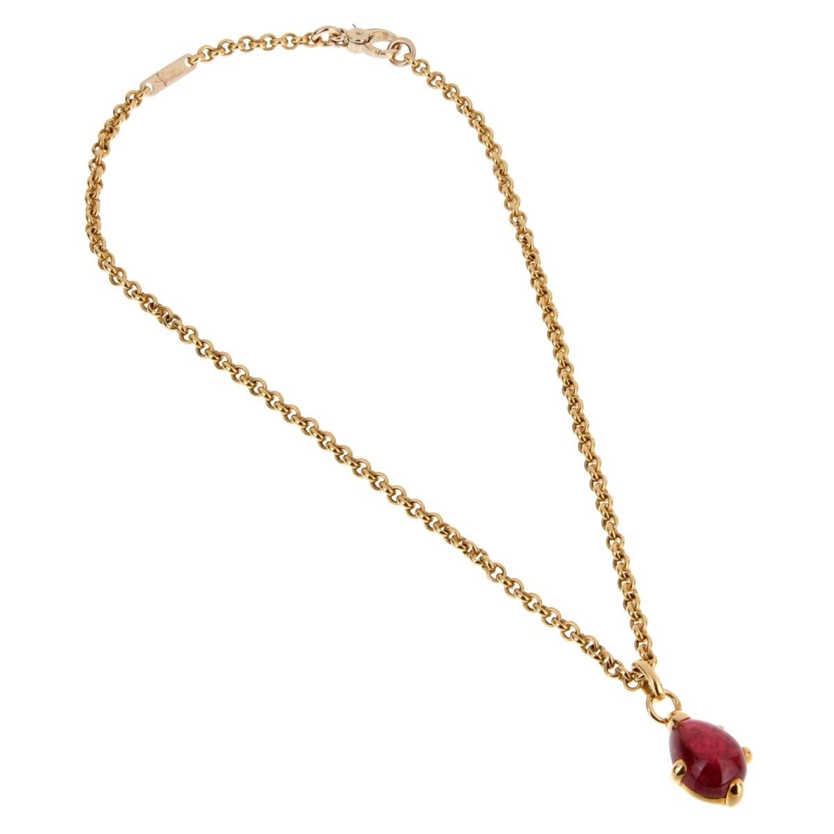 Pomellato Yellow Gold Pink Tourmaline Pendant Necklace