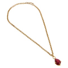 Vintage Pomellato Yellow Gold Pink Tourmaline Pendant Necklace