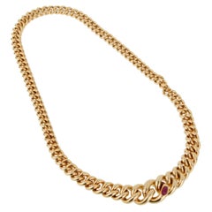 Pomellato Yellow Gold Ruby Chain Necklace