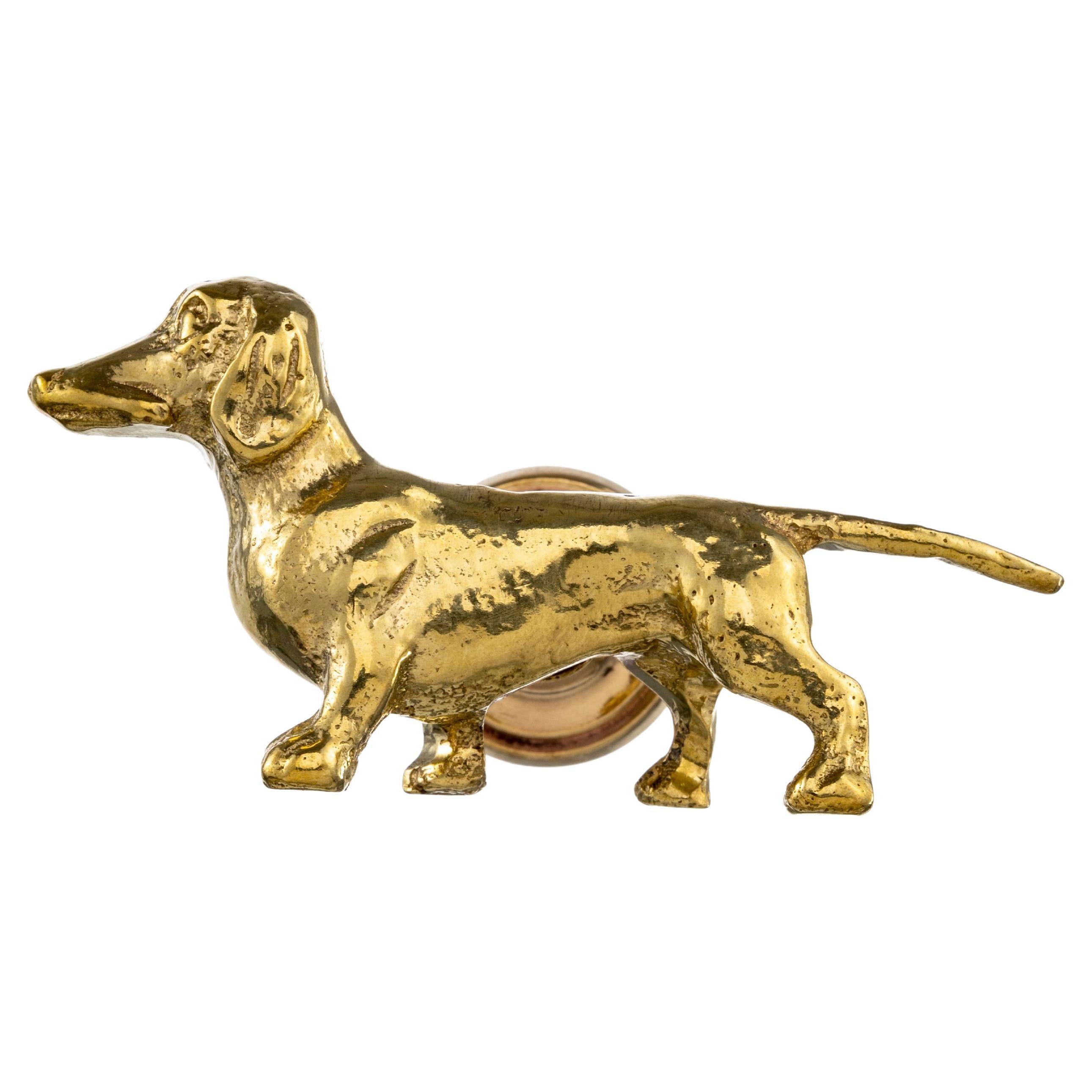 Brass dachshund knob