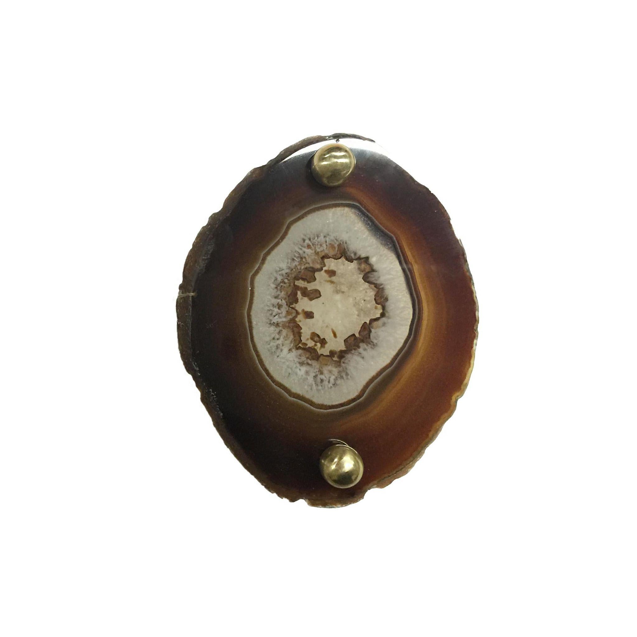 Brass agate knob  In New Condition For Sale In Firenze, FI