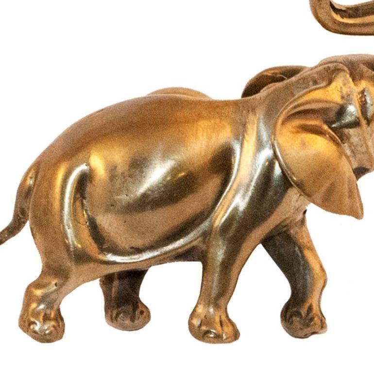European Brass elephant fauna knob For Sale