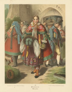 Pomeranian Traditional Costume Chromolithograph, Weizacker, c.1875