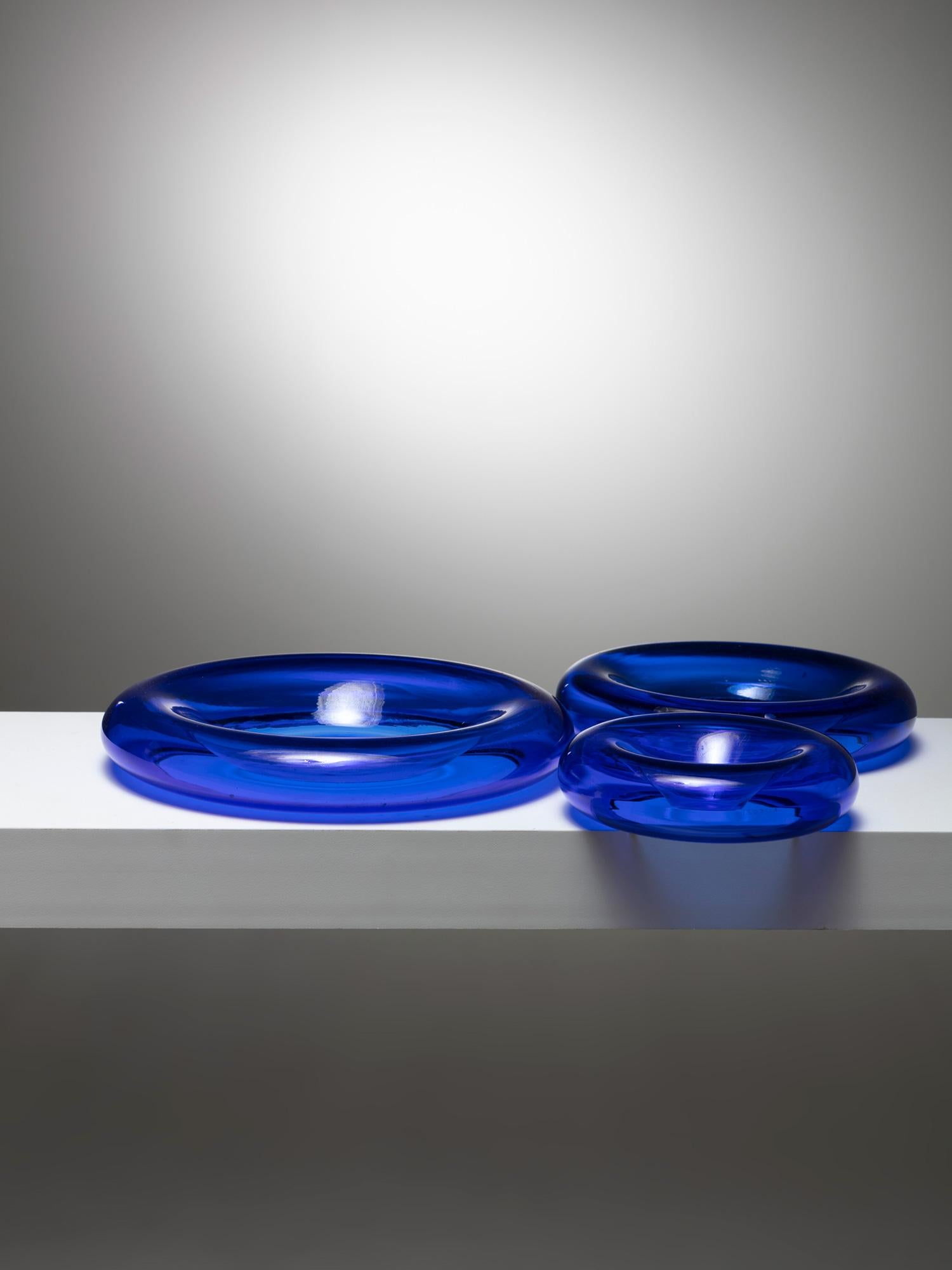Rare stacking Murano glass centerpieces by Eleonore Peduzzi Riva for Vistosi.