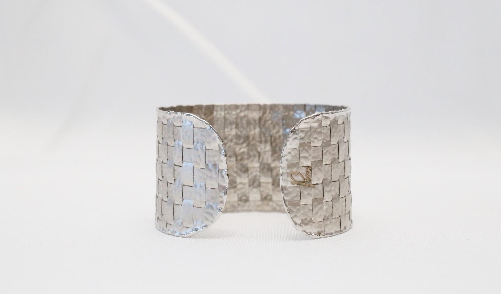 Pomi Pulsera Tejida de Oro Blanco de 18k, 7,5 pulgadas - 26,1 g en venta 1