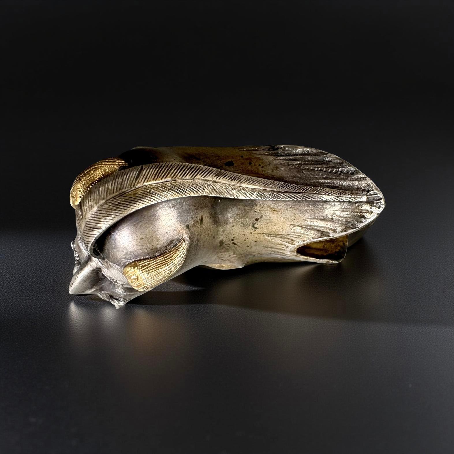 Pomo di Bastone da Collezione Argento e Vermeil Testa di Mefistofele XIX In condizioni buone a Pistoia, IT