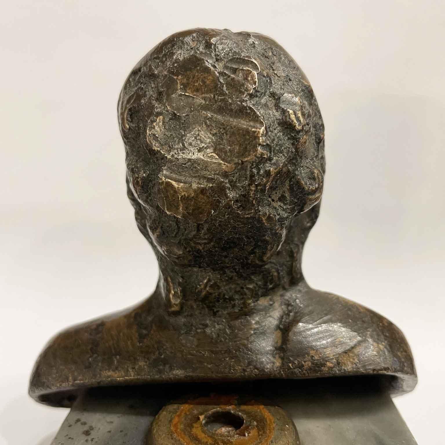18th Century and Earlier Figurative Knob in Iron 1600 Italian Handle with Bust of Boy  For Sale