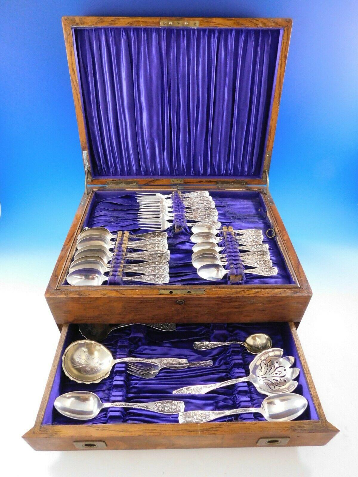 Pomona by Towle Sterling Silver Flatware Set Service 63 Pieces Multi-Motif Fruit In Excellent Condition In Big Bend, WI