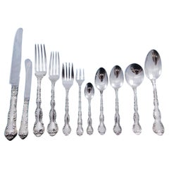 Vintage Pompadour by Birks Canada Sterling Silver Flatware Set 8 Service 100 pcs Dinner