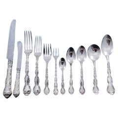 Vintage Pompadour by Birks Canada Sterling Silver Flatware Set 8 Service 98 pcs Dinner