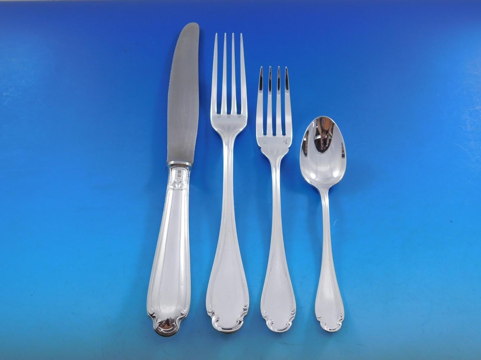 Pompadour by Christofle France Silverplate Flatware Service Set 142 pcs + chest For Sale 9
