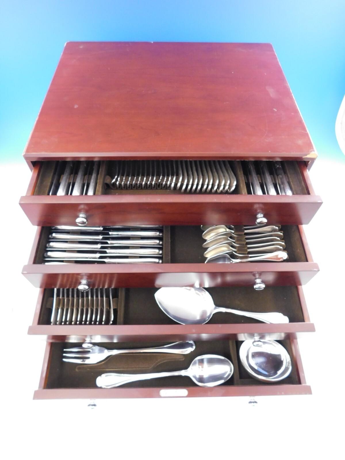 Pompadour by Christofle France Silverplate Flatware Service Set 142 pcs + chest For Sale 10