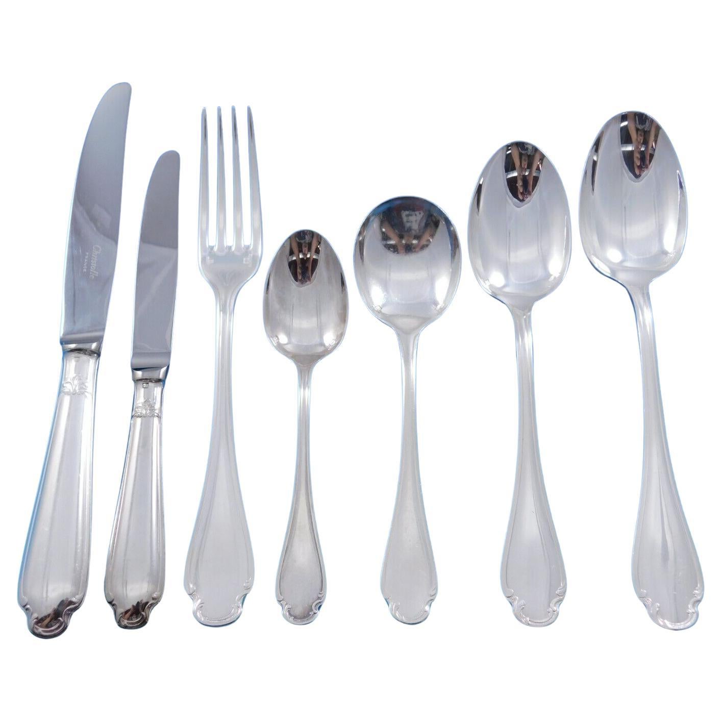 Set di posate in argento Pompadour by Christofle France Lotto 50 pezzi in scatola