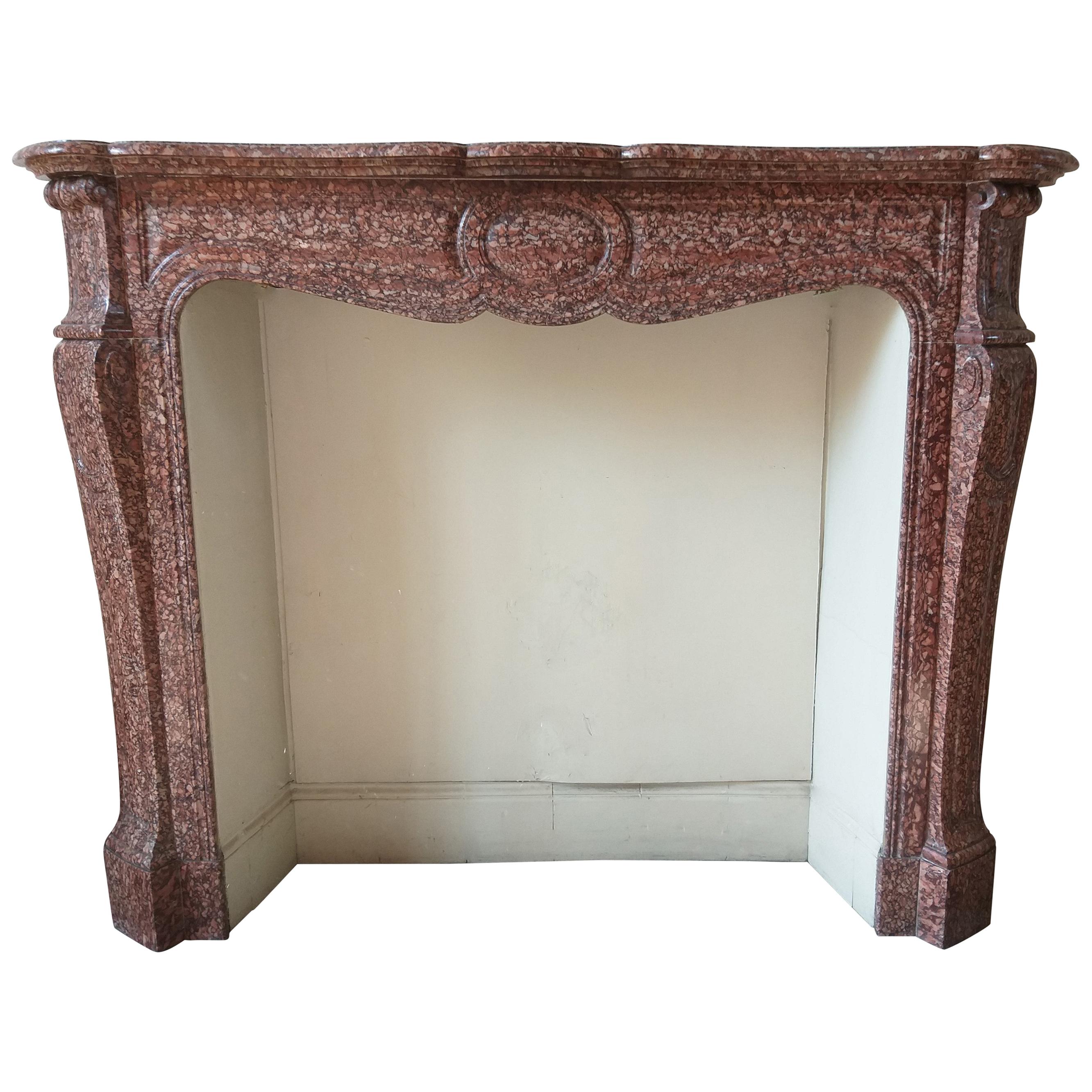 Pompadour Fireplace in Griotte-marble For Sale