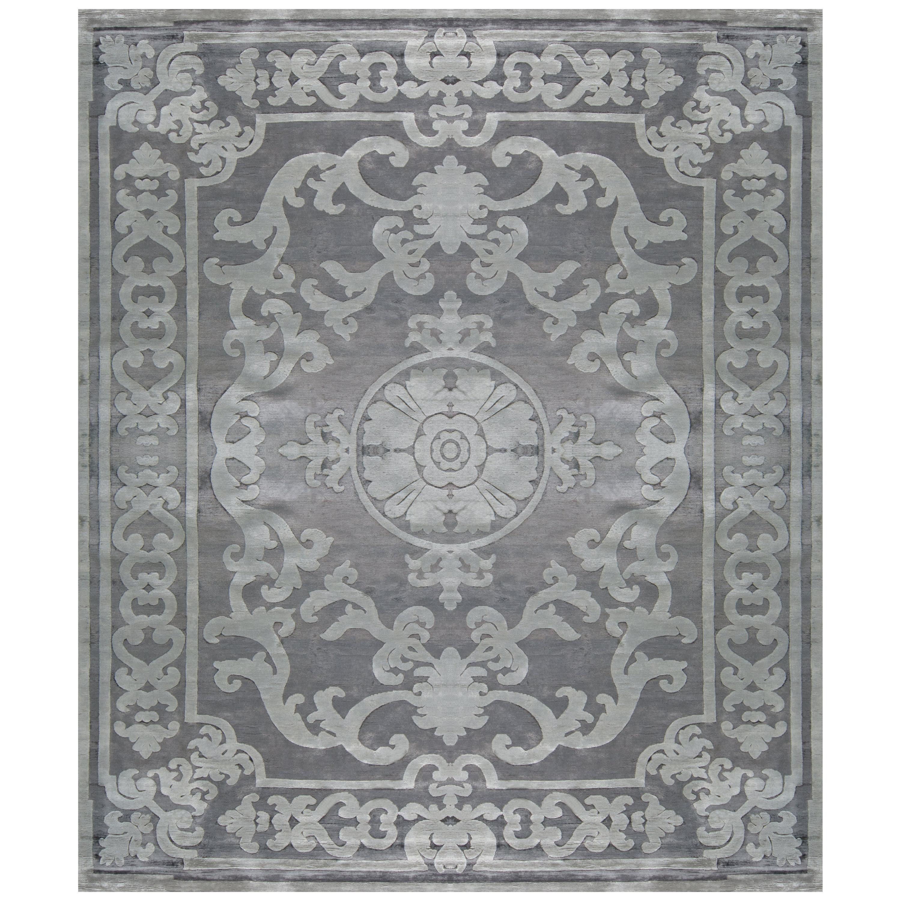 Hand Knotted, Silk Rug, Pompadour Gradient Alpaga, Edition Bougainville