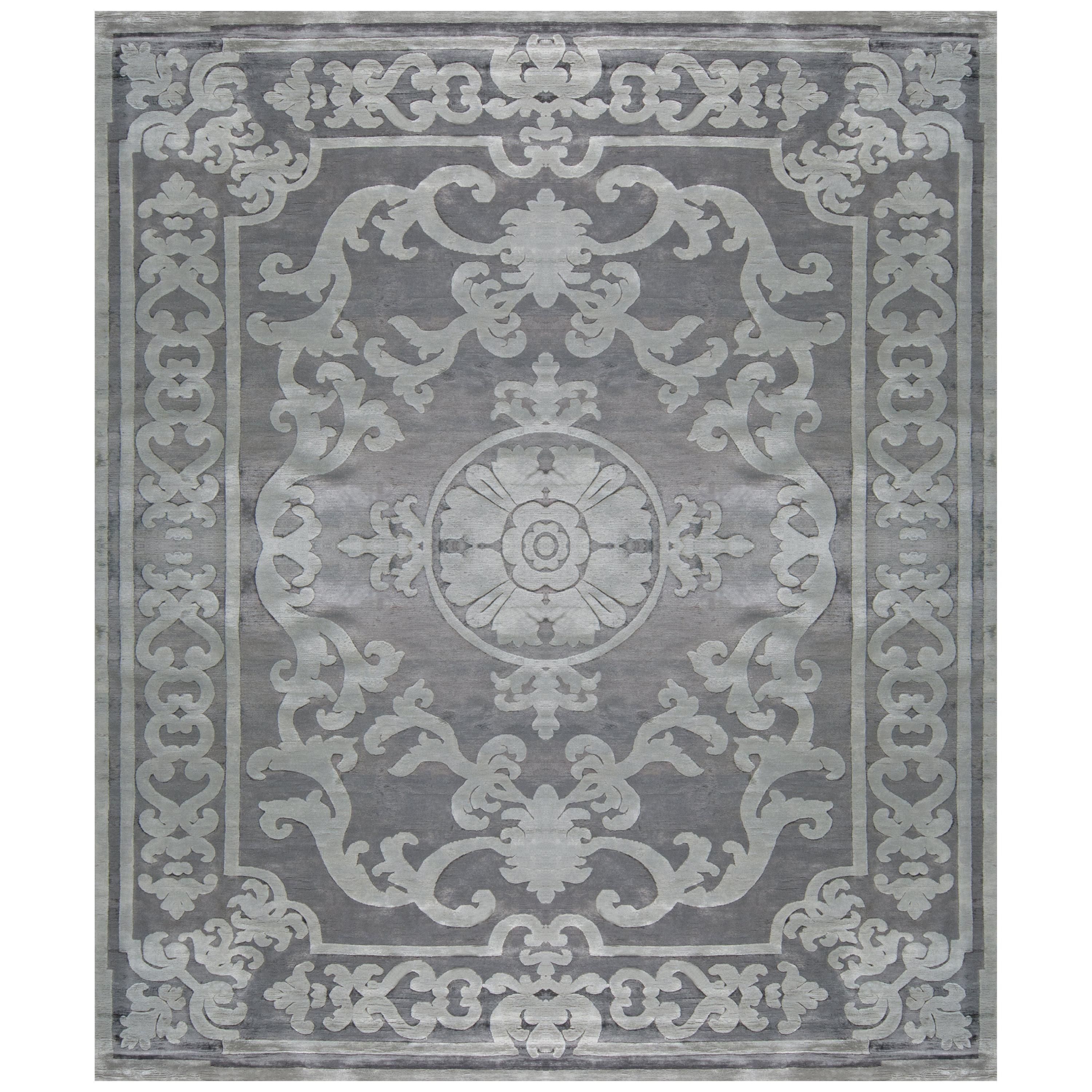 Hand Knotted, Silk Rug, Pompadour Gradient Alpaga, Edition Bougainville