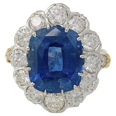 Pompadour Ring, Cushion Cut Sapphire and Diamonds