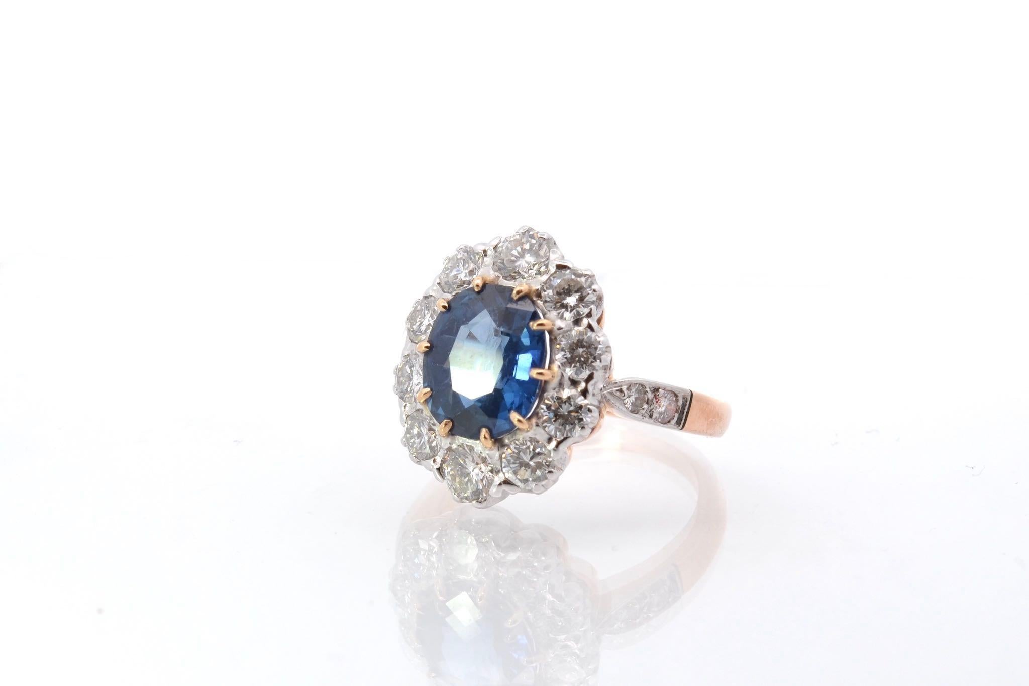 Pompadour-Ring mit Saphiren und Diamanten im Zustand „Gut“ im Angebot in PARIS, FR