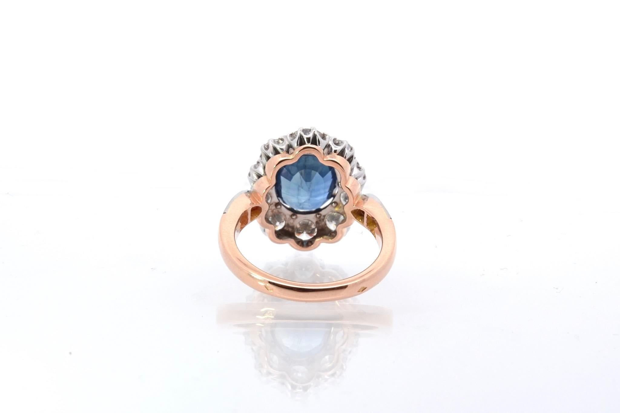 Women's or Men's Pompadour sapphire and diamonds ring For Sale