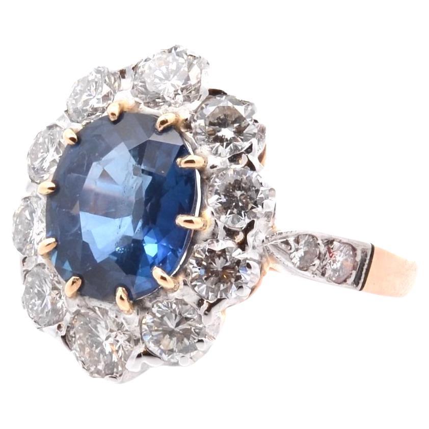 Pompadour sapphire and diamonds ring For Sale