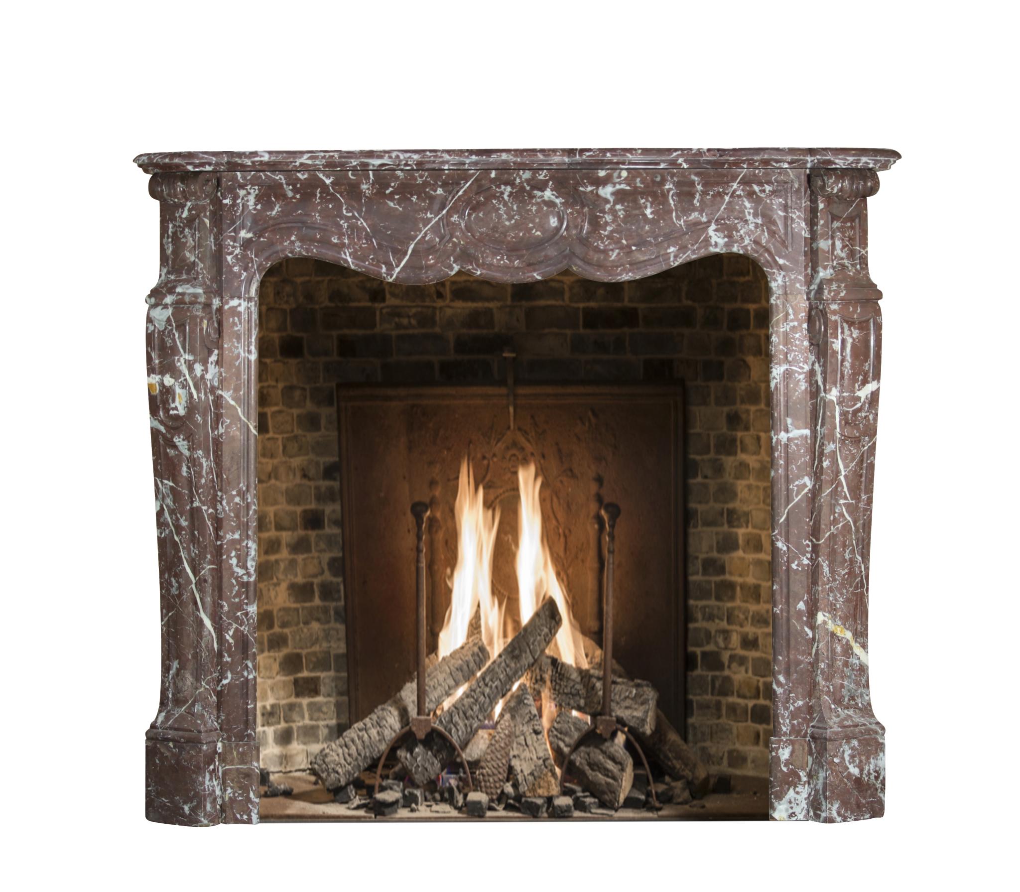 Pompadour Style Classic Belgian Fireplace Surround For Sale 3