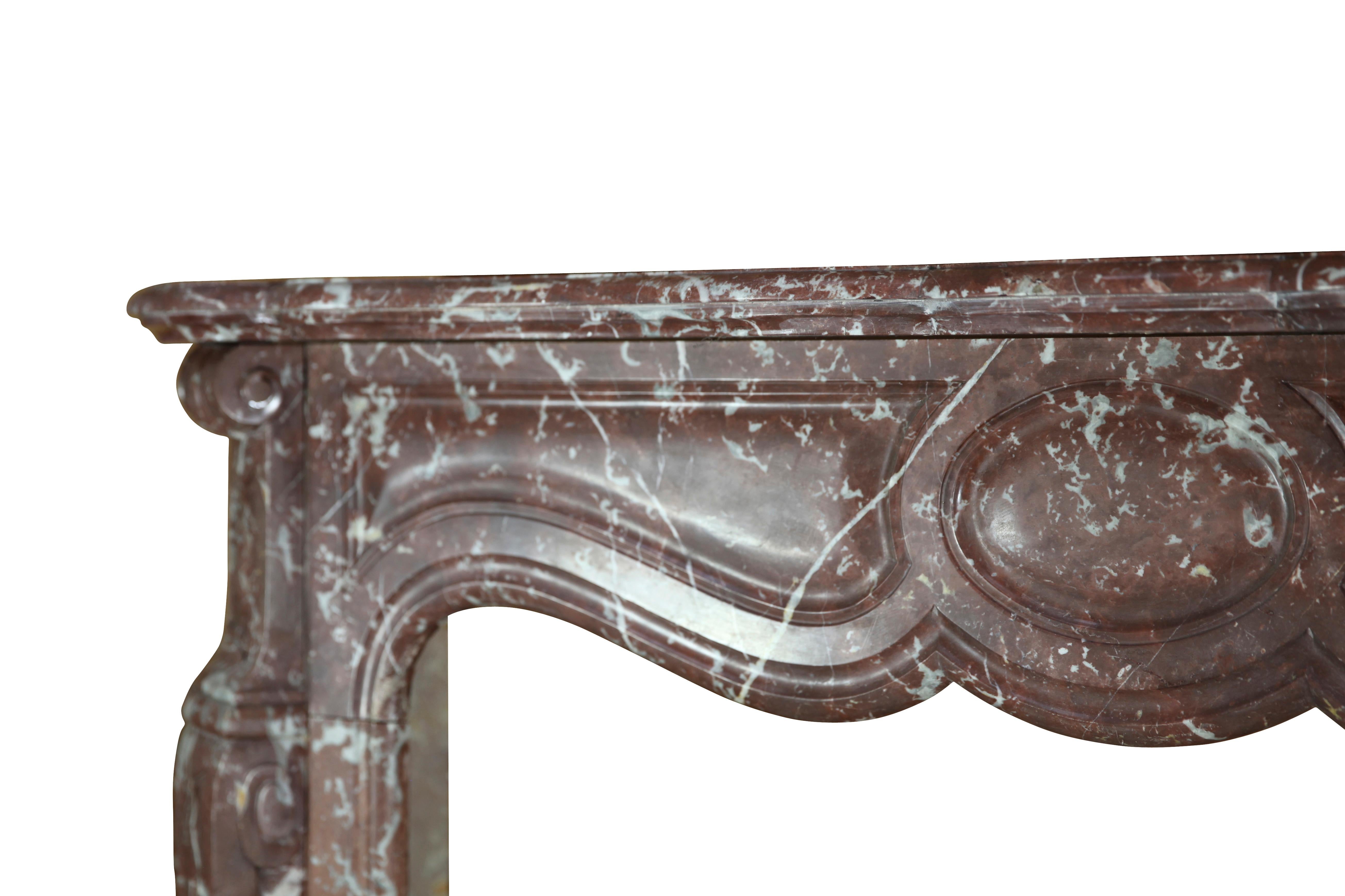 Marble Pompadour Style Classic Belgian Fireplace Surround For Sale