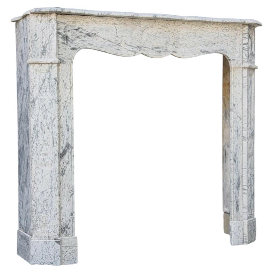 Pompadour-style fireplace in blue turquin marble around 1880, a pair available