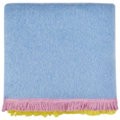 Pompallier, Hand Embroidered sweet blue Throw Blanket