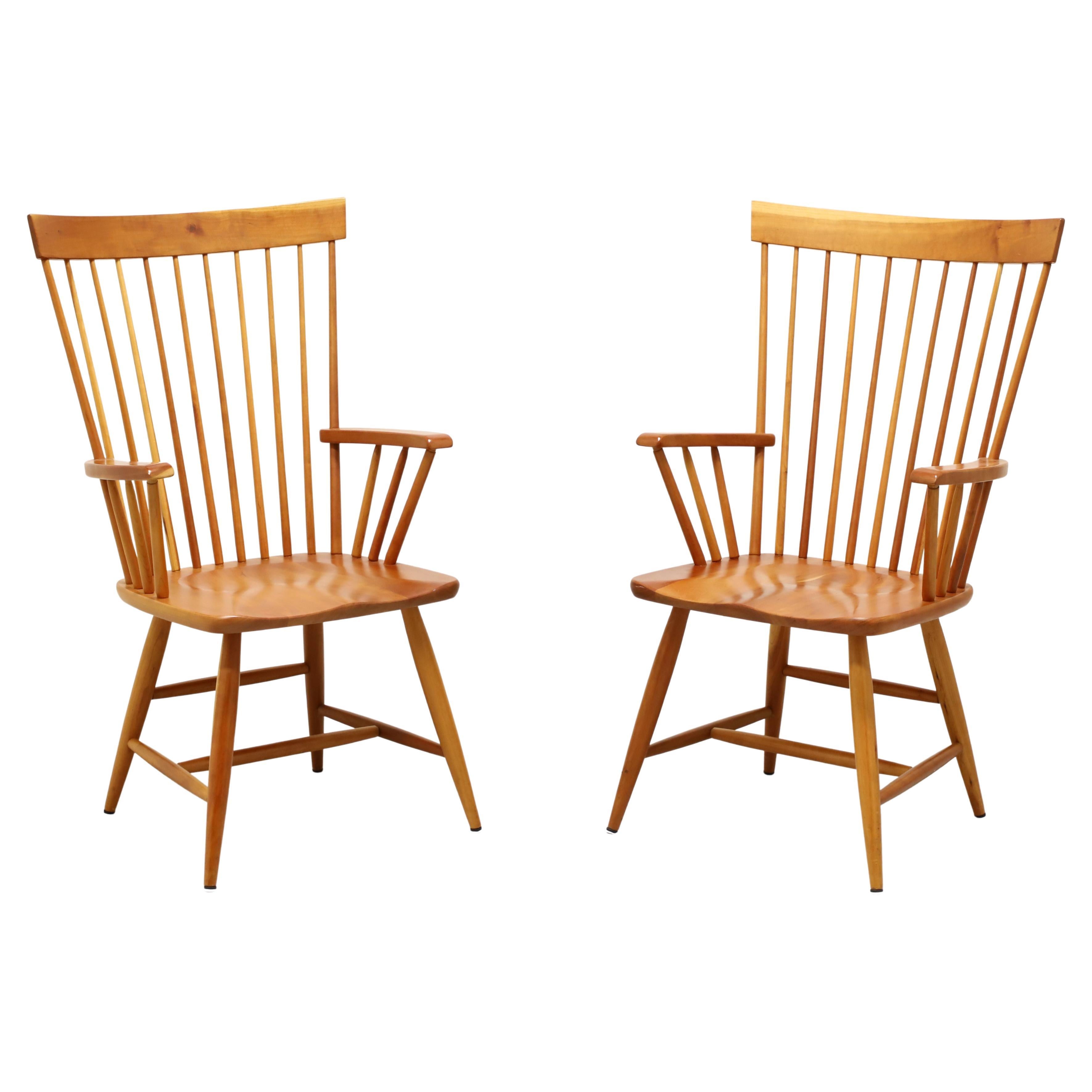 POMPASOONUC MILLS Mason Solid Cherry Dining Armchairs - Pair For Sale