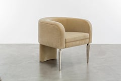 POMPE CHAIR - Modern Chair in Camel Luxury Velvet with Faceted Stiletto Legs