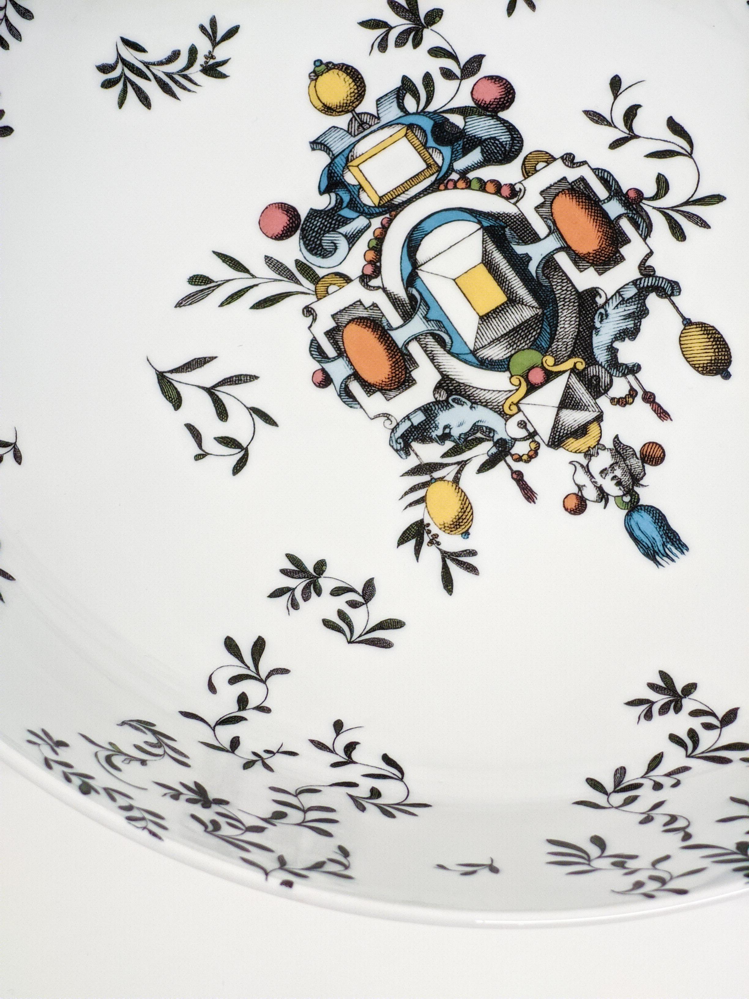 Pompeji, Zeitgenössische dekorierte Porzellanschale Design von Vito Nesta  (Sonstiges) im Angebot