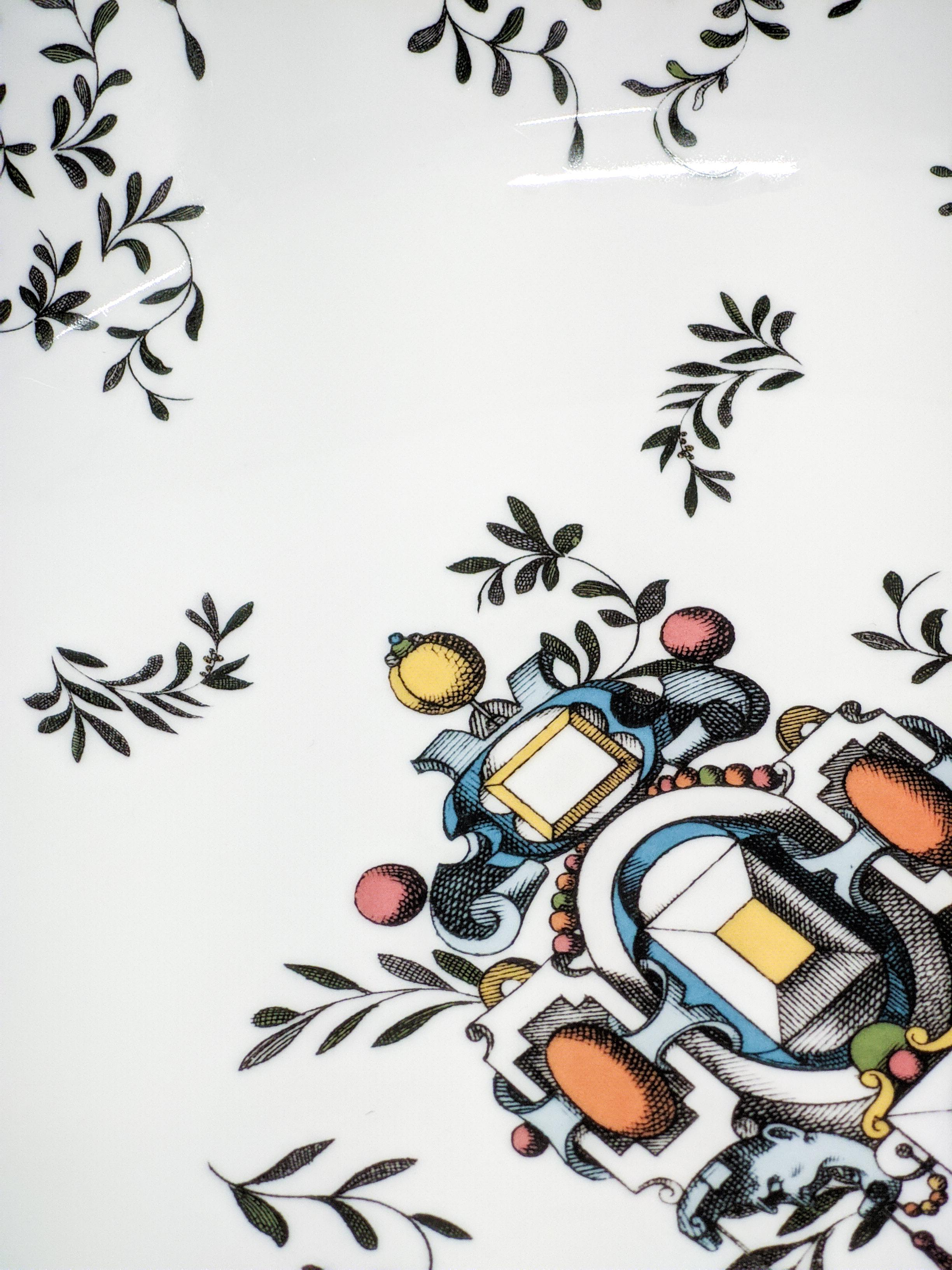 Pompeya, Cuenco de porcelana decorado contemporáneo, diseño de Vito Nesta Italian en venta