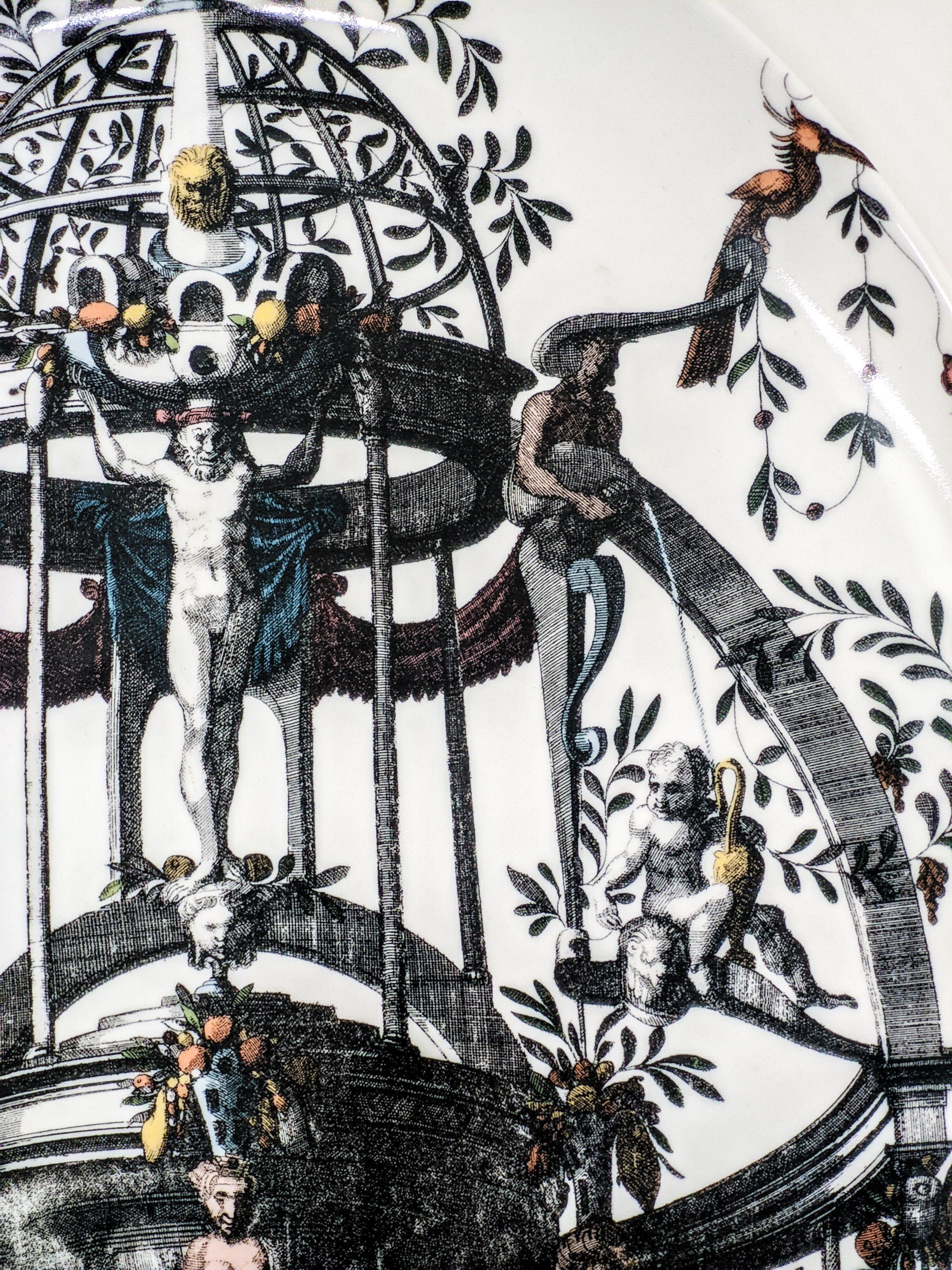 Pompeya, diseño contemporáneo de bandeja de porcelana decorada de Vito Nesta Italian en venta