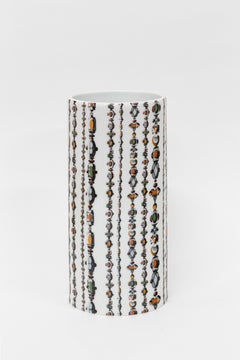 Pompei, Contemporary Porcelain Vase with Decorative Design by Vito Nesta